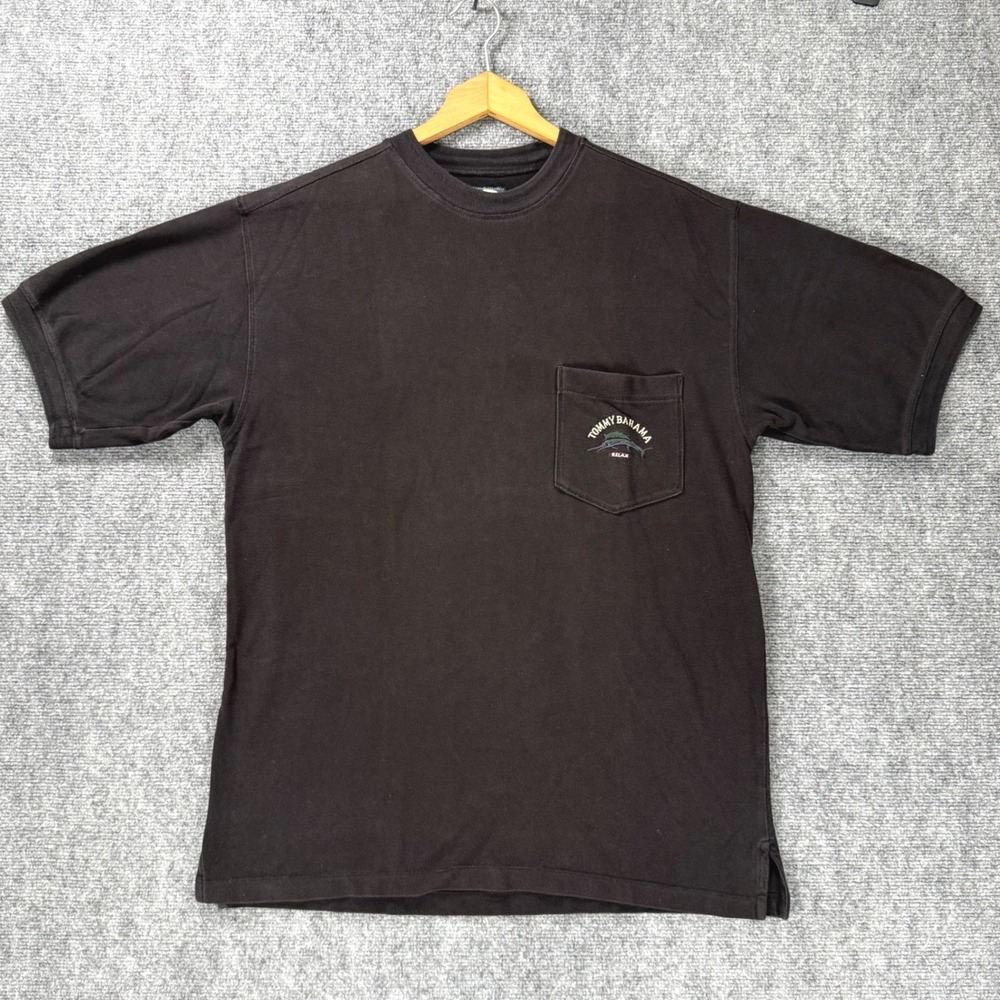 Tommy Bahama Relax Men's Medium Black Pocket T-Shirt Made Canada 100% Cotton